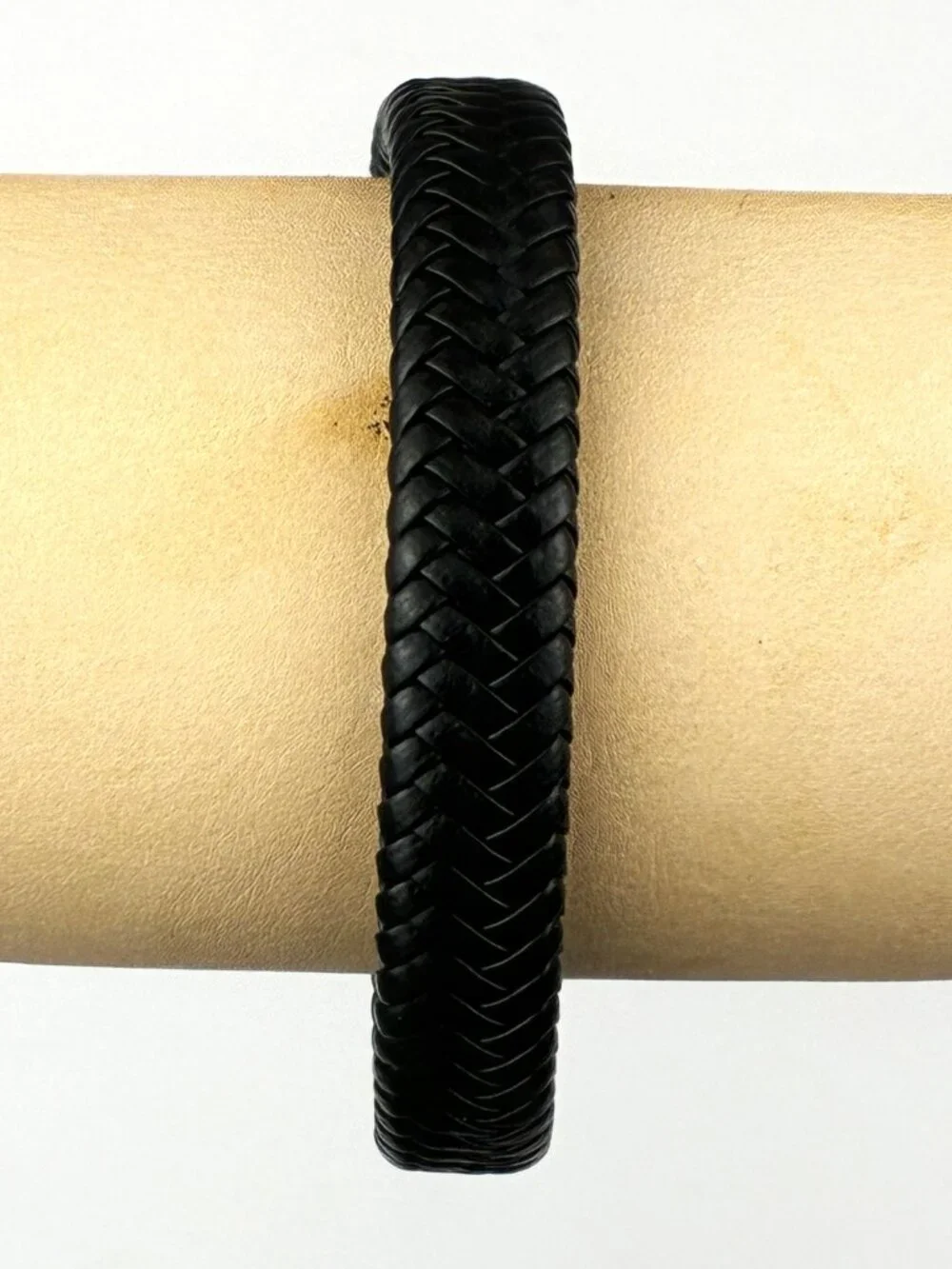 Black Braided Leather Bracelet | Magnetic Clasp | Unisex Minimalist Wristband